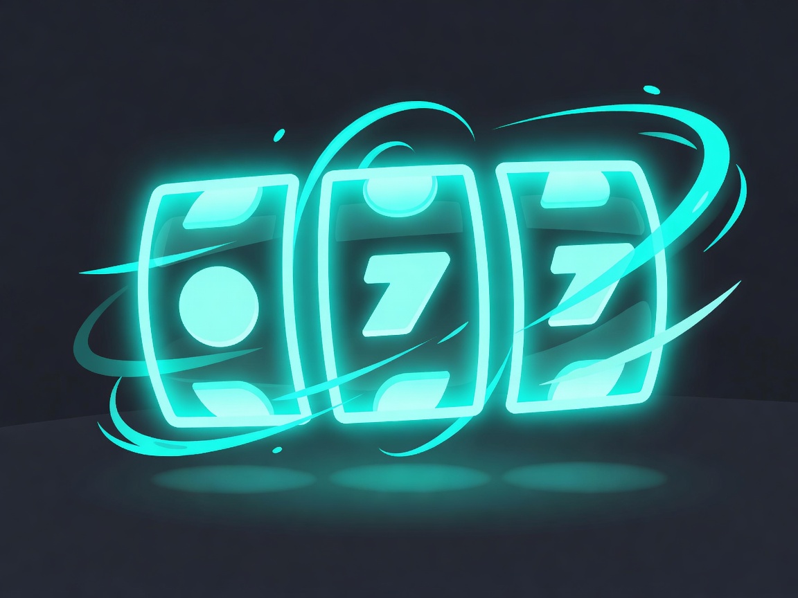 Abstract cartoon spinning reels glowing in cyan light