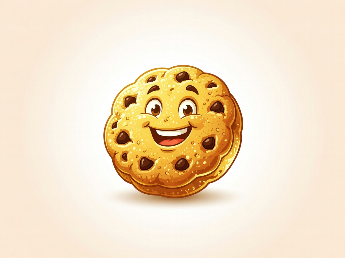 Cartoon delicious golden cookie-shaped coin token illustration