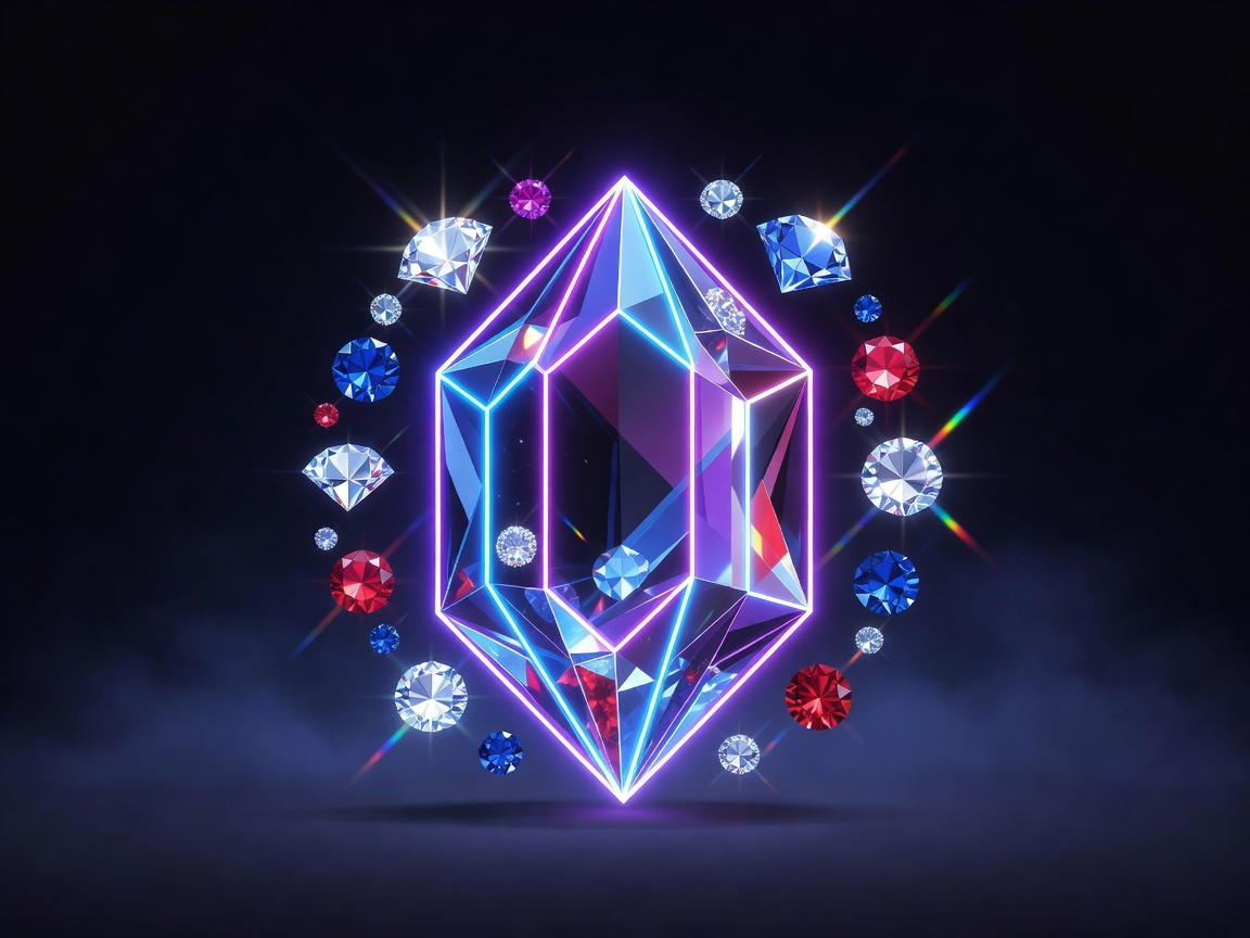 Sparkling neon crystal reward token illustration