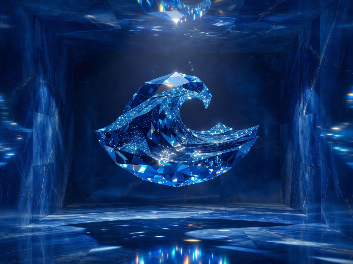 Blue sparkling ocean sapphire icon illustration